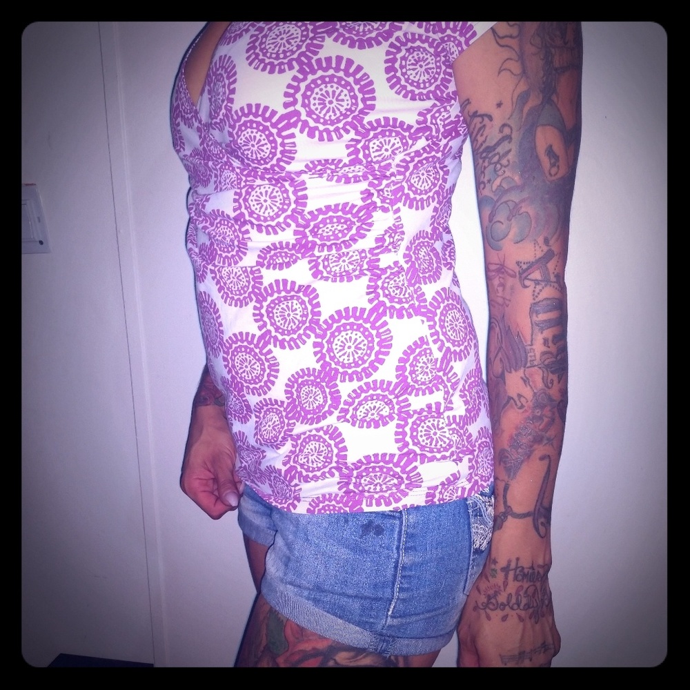 Merona purple and white top